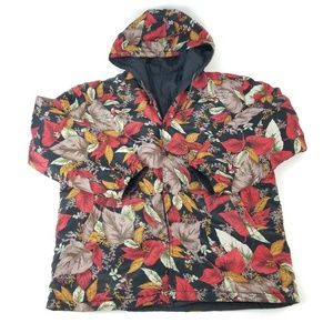 Vtg Autumn leaves Floral Print Button Jacket